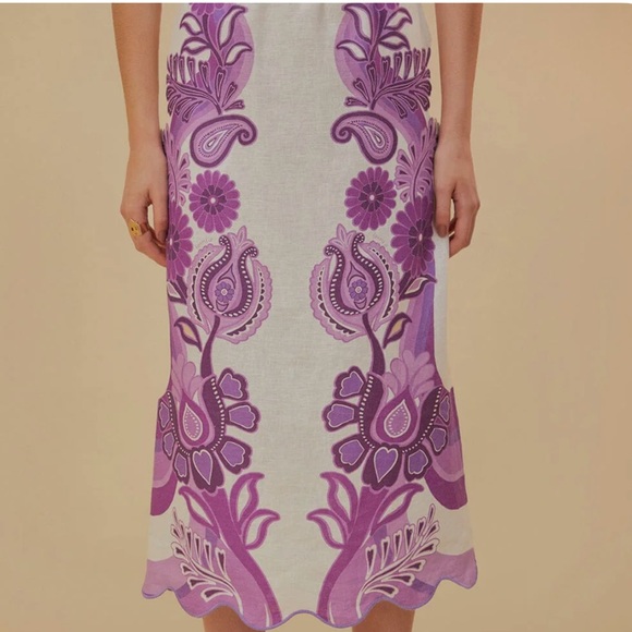 NWT Farm Rio Linen Womens Maxi Purple Floral Skirt - Picture 2 of 6